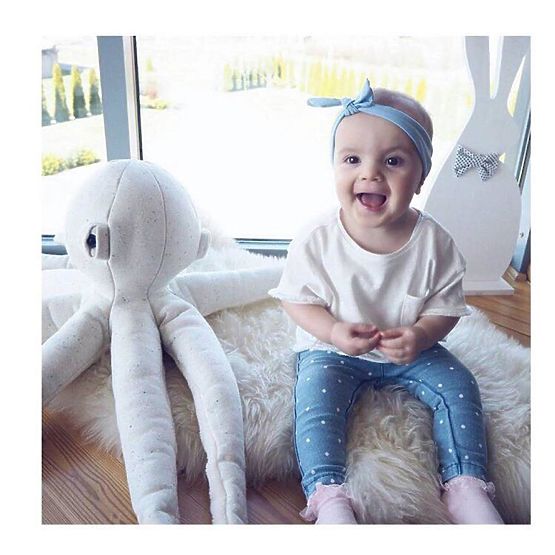 Plyšová chobotnica - ecru