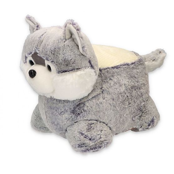 Plyšový taburet psík Husky sedadlo