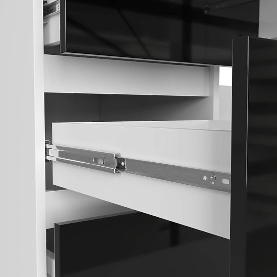 POČÍTAČOVÝ STÔL A-11 135 cm 6 ZÁSUVIEK PK BIELA / ČIERNY LESK