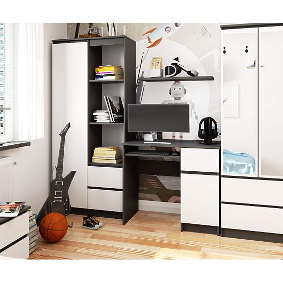 POČÍTAČOVÝ STÔL PIKSEL PK ŠEDÝ / BIELY - PRAVÝ