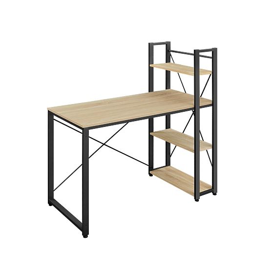 Počítačový stôl s regálom a nastaviteľnými nožičkami dub sonoma