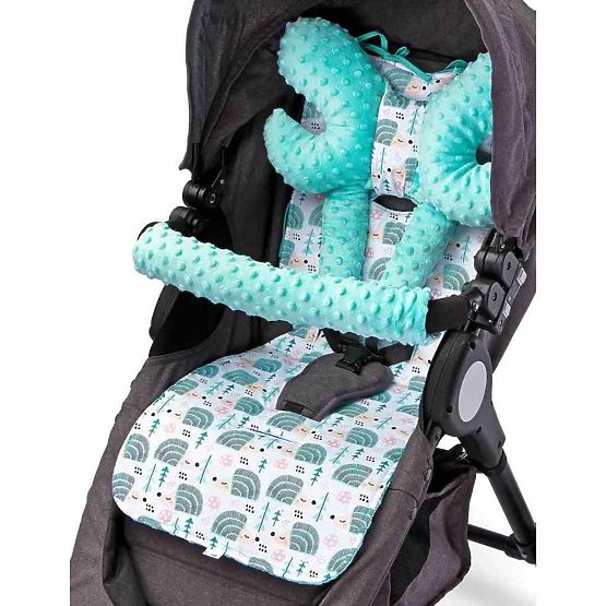 Podložka do kočíka Deluxe Sensillo z Minky vankúšikom mätová Zelená