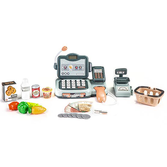 Pokladňa obchod produkty skener kalkulačka zvuky