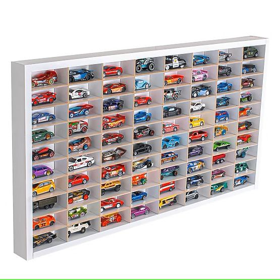 Polica na autíčka Hot Wheels - biela, 80 miest