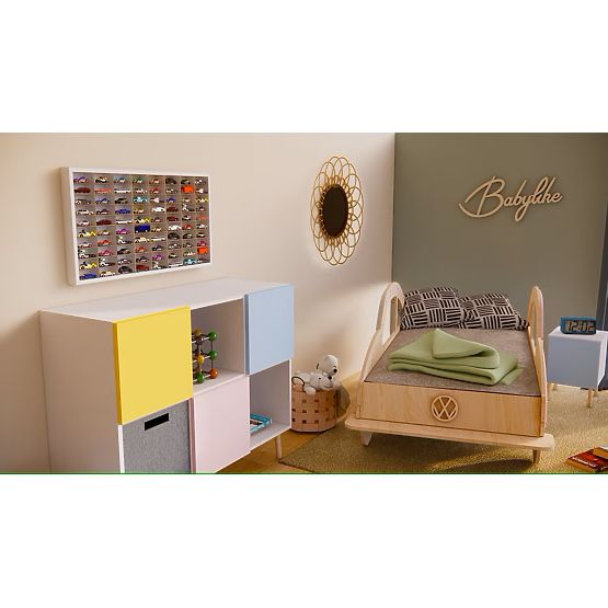 Polica na autíčka Hot Wheels - biela, 80 miest