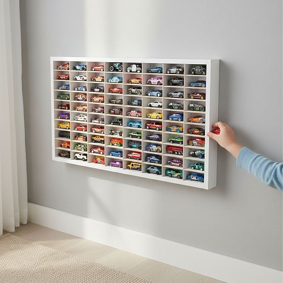 Polica na autíčka Hot Wheels - biela, 80 miest