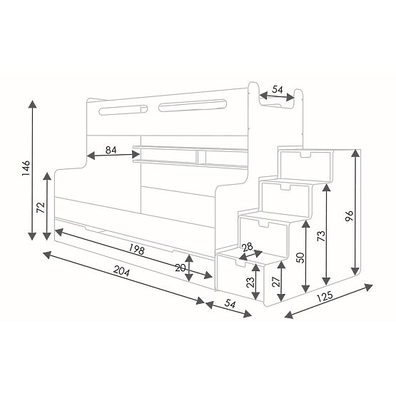 Poschodová posteľ Max3 rôzne farby