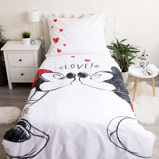 Posteľné obliečky Mickey a Minnie 140 x 200 cm + 70 x 90 cm