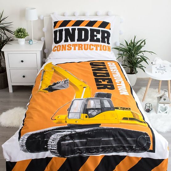 Posteľné obliečky so svietiacim efektom bager 140 x 200 cm + 70 x 90 cm