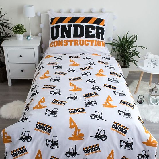 Posteľné obliečky so svietiacim efektom bager 140 x 200 cm + 70 x 90 cm