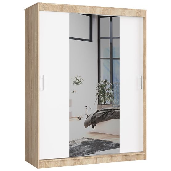 POSUVNÁ SKRIŇA 150cm CLP SONOMA / BIELA