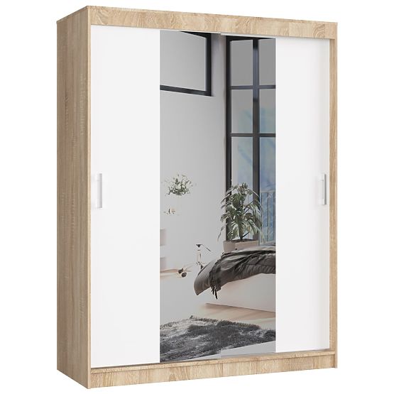 POSUVNÁ SKRIŇA 150cm CLP SONOMA / BIELA