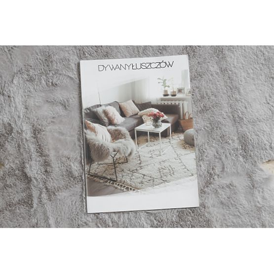 Prateľný koberec SHAPE 3106 Kvet Shaggy - sivý plyšový, protišmykový