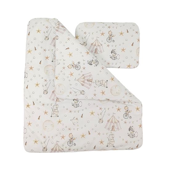 Prútená postieľka s výbavou pre bábätko - Cirkus