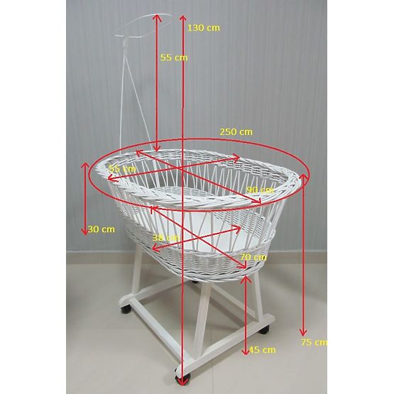 Prútená Teddy postieľka pre bábätko – prírodná farba s béžovou výbavou