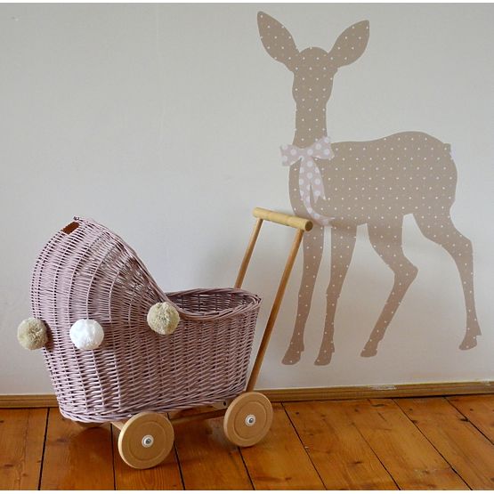 Prútený kočík pre bábiky Lilu - ružový