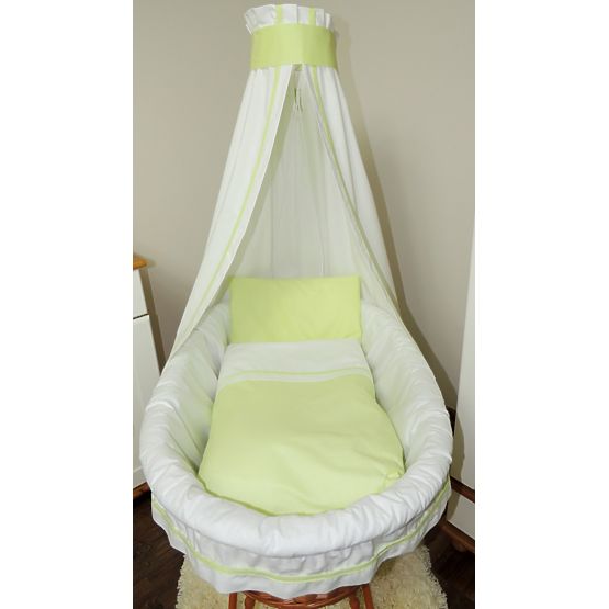 Prútený kôš pre bábätko so zelenou sadou obliečok