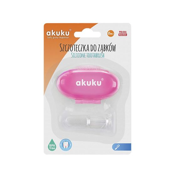 Prvá zubná kefka s puzdrom Akuku Ružová