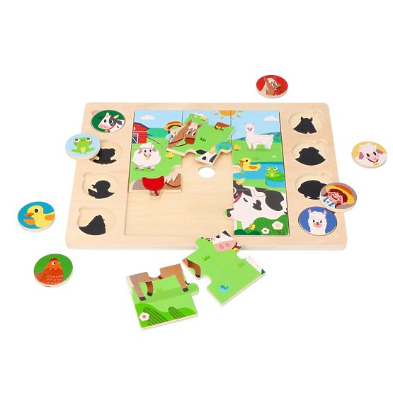 Puzzle 2v1 Farma - skladačka nájdi tieň