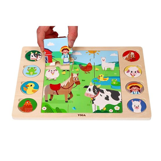 Puzzle 2v1 Farma - skladačka nájdi tieň