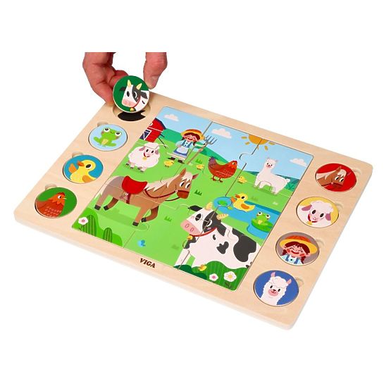 Puzzle 2v1 Farma - skladačka nájdi tieň