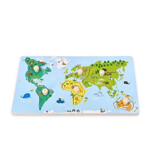 Puzzle s úchytmi mapa sveta