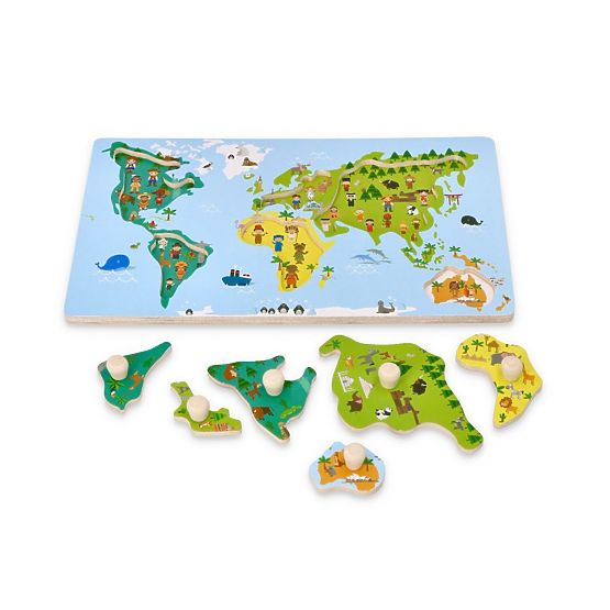 Puzzle s úchytmi mapa sveta