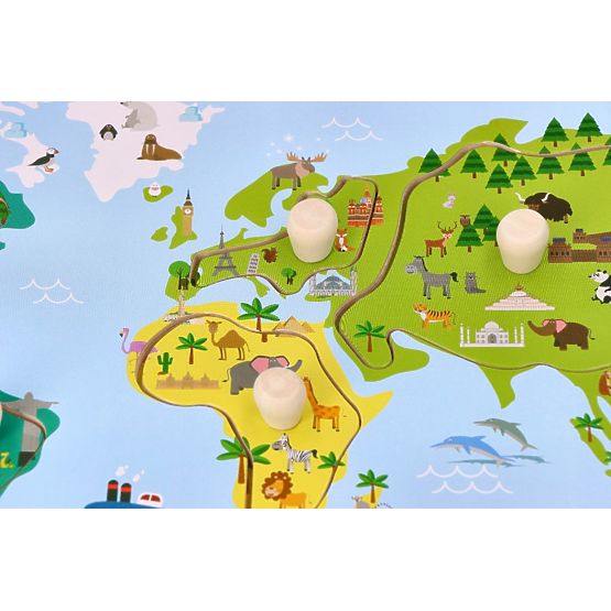 Puzzle s úchytmi mapa sveta