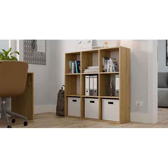 REGÁL MALAX 3x3 H DUB ARTISAN S PEVNÝM ZADNÝM HDF POLICAMI 110x110 CM