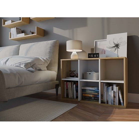 Regál Malax MINI 2X3 DUB ARTISAN BIELA