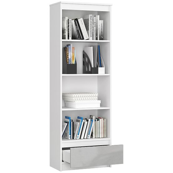 REGÁL R 60 cm CLP 1 ZÁSUVKA 4 POLICE BIELY / METALICKÝ LESK