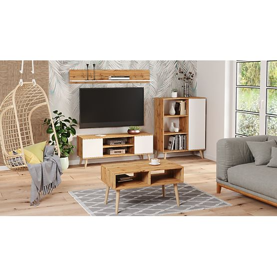 Regál skriňa Fondi dub craft zlatý - biely, škandinávsky