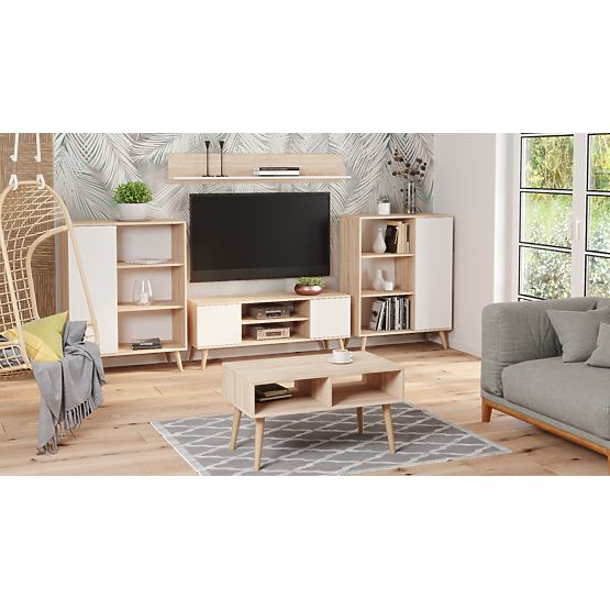 Regál skriňa Fondi dub sonoma - biela, škandinávska