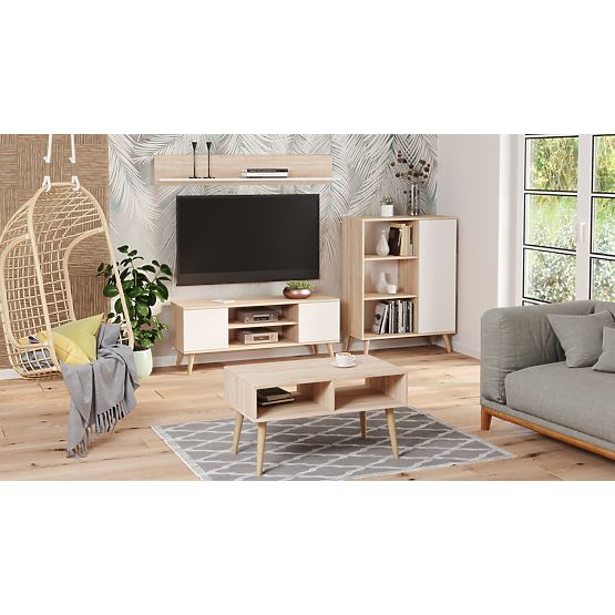 Regál skriňa Fondi dub sonoma - biela, škandinávska