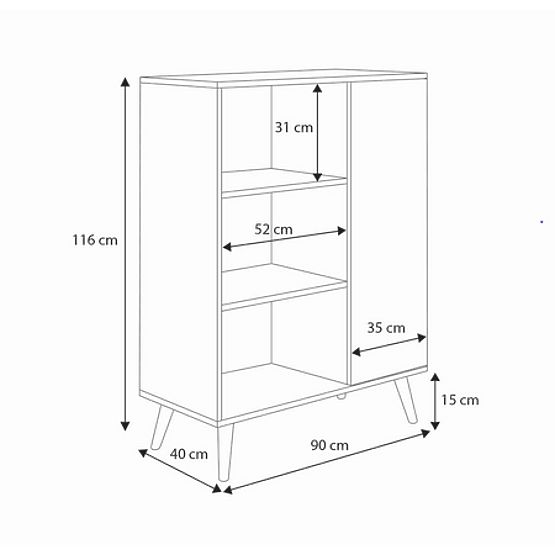 Regál vitrína Fondi drevené nohy Dub artisan biely