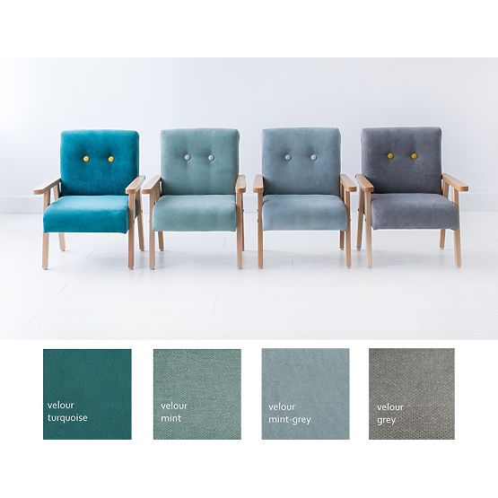 Retro detské kresielko Velúr - mätová