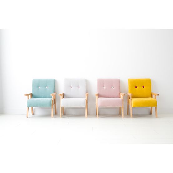 Retro detské kresielko Velur - svetlo šedá