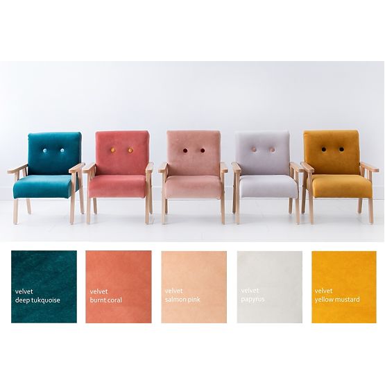 Retro detské kresielko Velvet - lososová