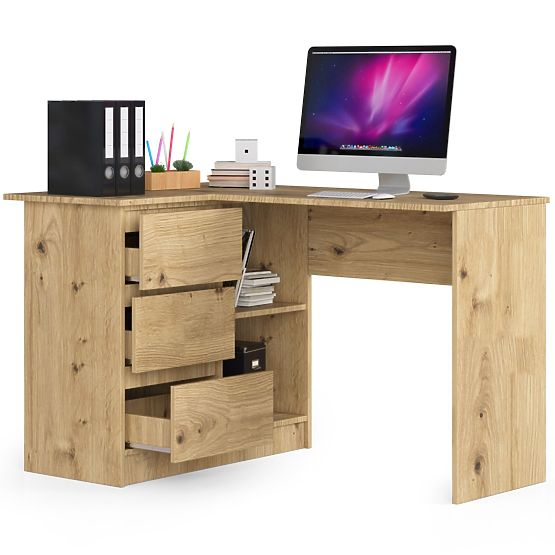 ROHOVÝ PÍSACÍ STÔL B16 CLP ĽAVÝ DUB ARTISAN