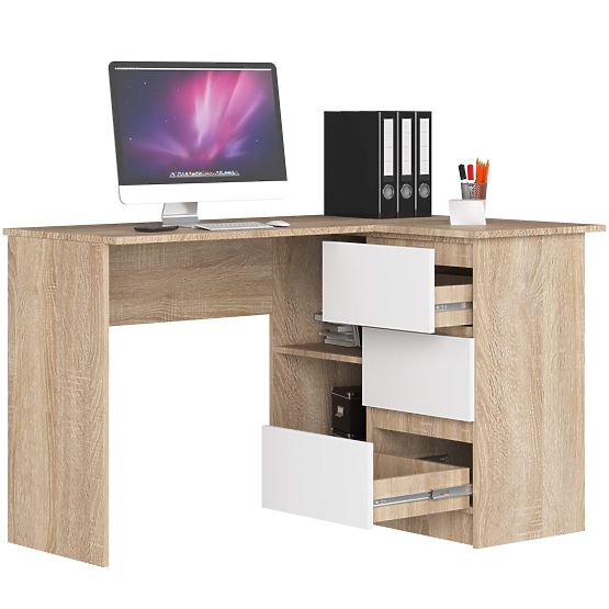 ROHOVÝ PÍSACÍ STÔL B16 CLP PRAVÝ PK SONOMA / BIELY
