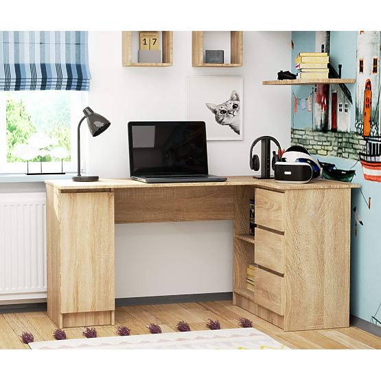 ROHOVÝ PÍSACÍ STÔL B20 155 cm PRAVÝ SONOMA