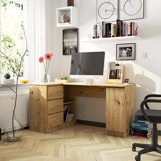 ROHOVÝ PÍSACÍ STÔL B20 CLP ĽAVOSTRANNÝ PK DUB ARTISAN