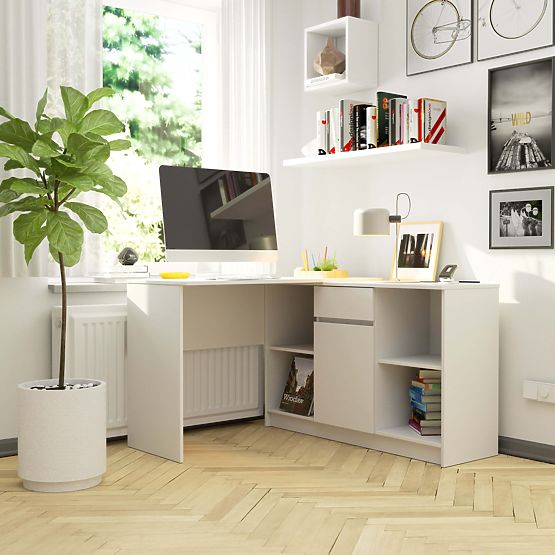 ROHOVÝ PÍSACÍ STÔL - SET B-17 KOMODA A PÍSACÍ STÔL PK BIELY