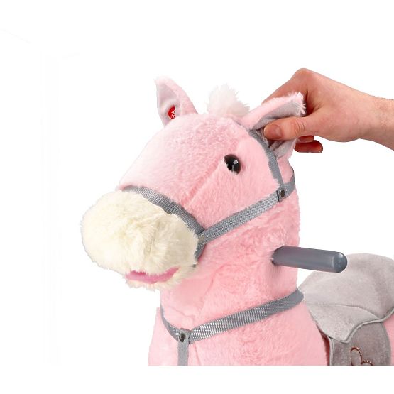 Ružový hojdací koník s kolieskami