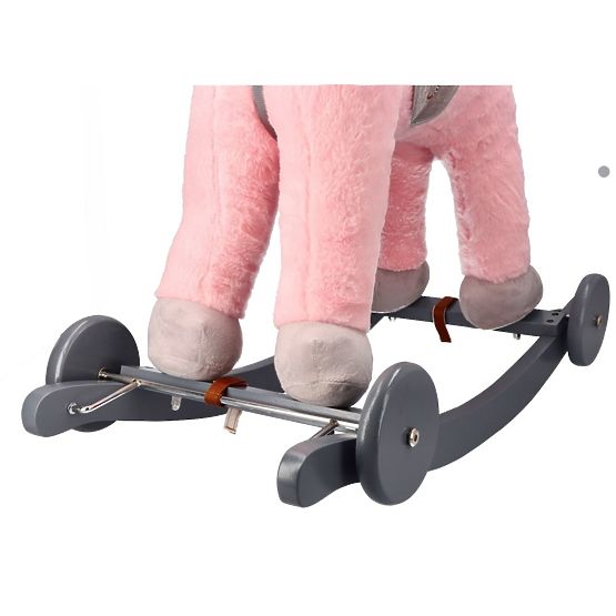 Ružový hojdací koník s kolieskami