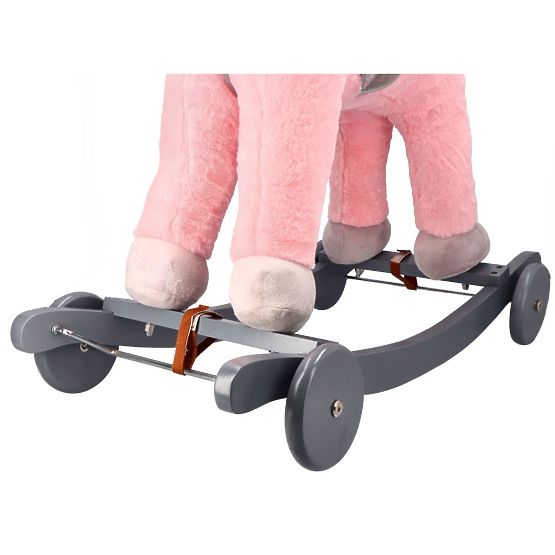 Ružový hojdací koník s kolieskami