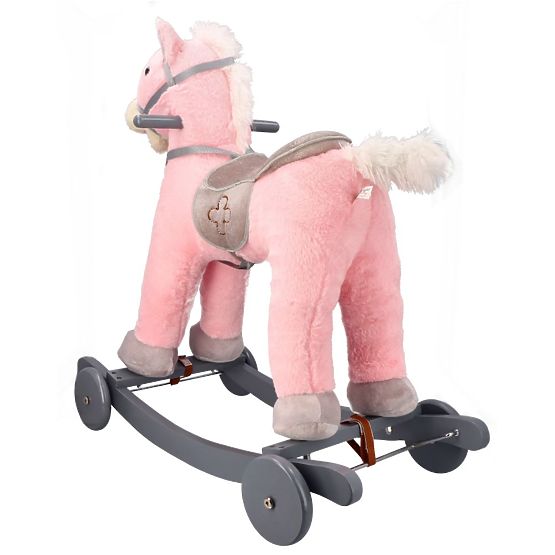 Ružový hojdací koník s kolieskami