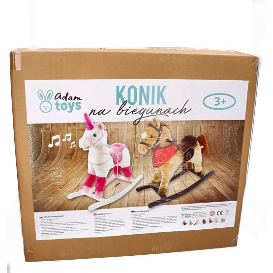 Ružový hojdací koník s kolieskami