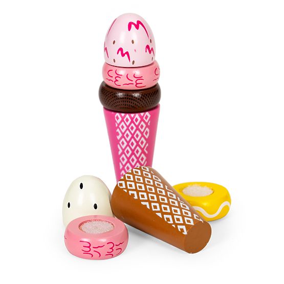 Sada drevených zmrzlín na suchý zips pre deti 9 prvkov ECOTOYS