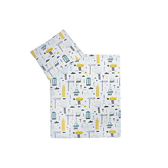 Sada obliečok do postieľky 120x90 cm Mesto - tyrkysová